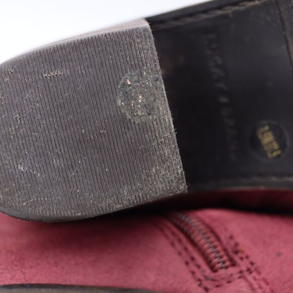 Lucky Brand Red Suede Ankle Booties 7.5 Boho Western Fall Western Winter Look - Picture 9 of 13